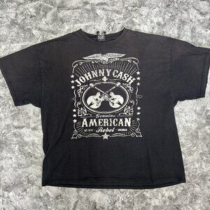 VINTAGE Zion Rootswear Johnny Cash American Rebel Graphic T-shirt Men XL